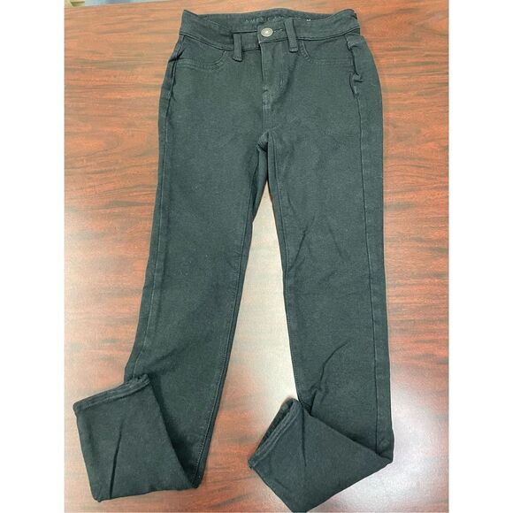 American Eagle Hi-Rise Jegging Next Level Stretch Black Jeans Size 0 - Picture 1 of 7